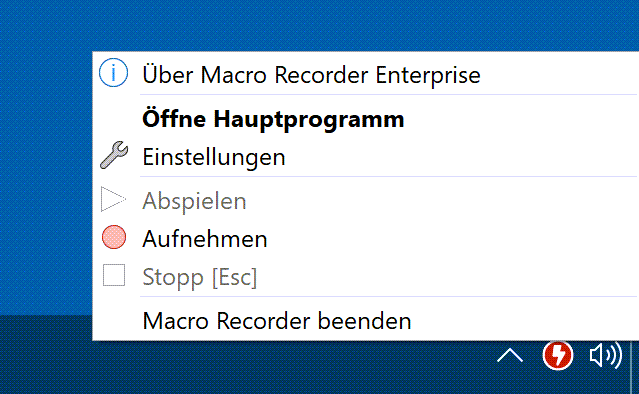 Macro Recorder Startleistensymbol