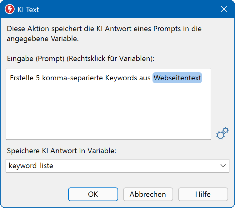 Automatisieren Sie Eingabeaufforderungsabfragen zur Verwendung in Ihren Makros.