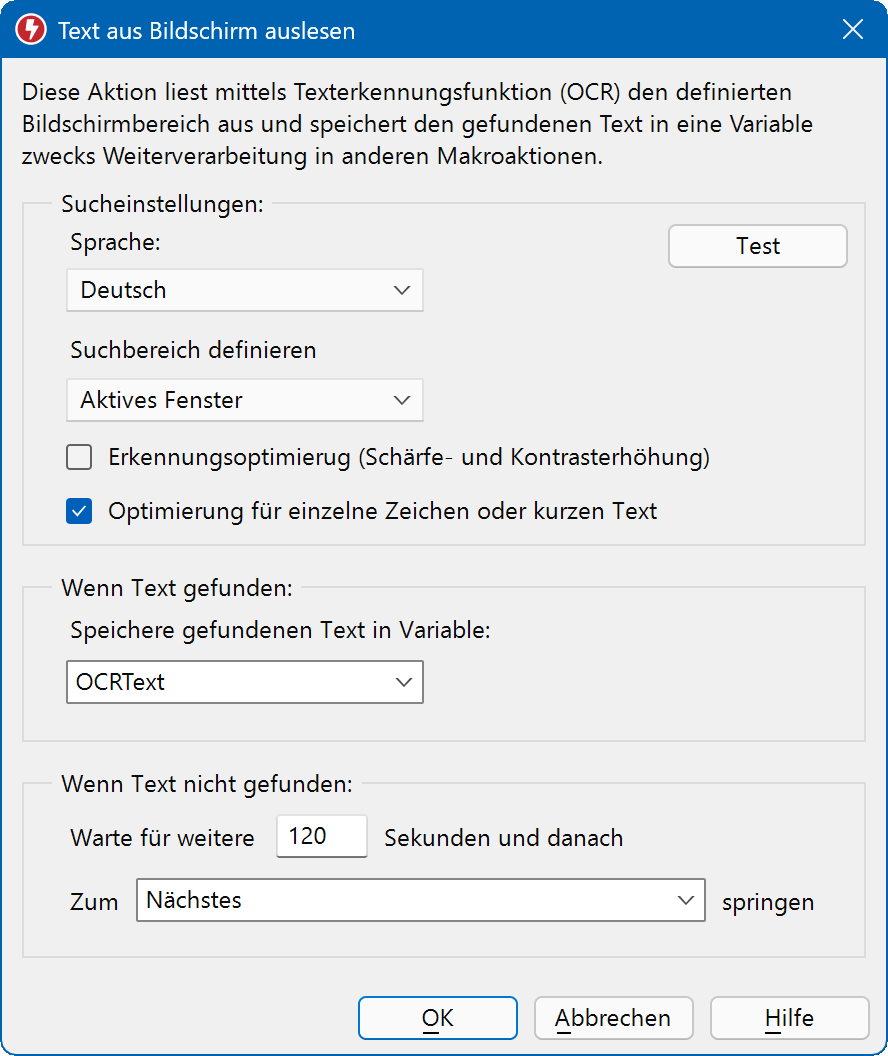 Die OCR-Funktion kann Text aus jedem Programm oder Bitmap lesen.